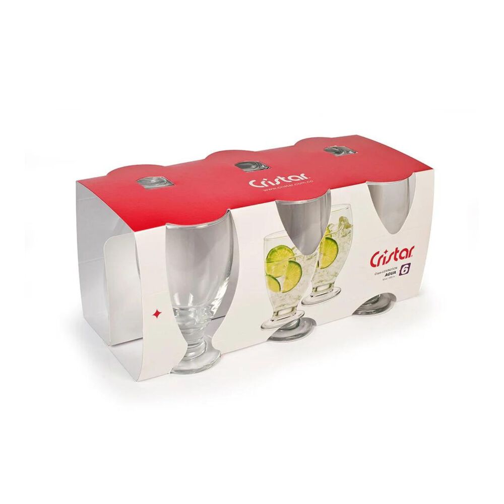 Display 6 Copas Lexington 355cc Para Agua Bebida Cerveza Cristar image number 1.0