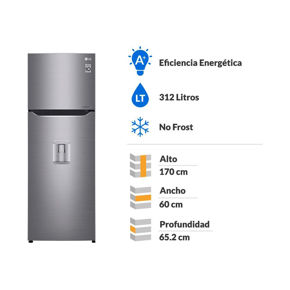 Refrigerador Top Freezer LG GT32WPPDC / No Frost / 312 Litros / A+ image number 1.0