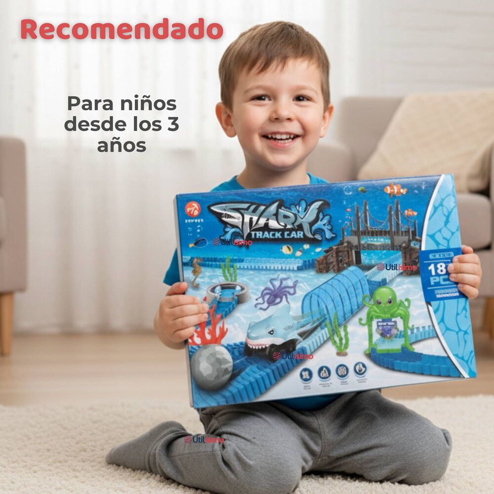 Pista Carreras De Auto Ni&ntilde;o Juguete Flexible Acu&aacute;tico 183 Piezas image number 5.0