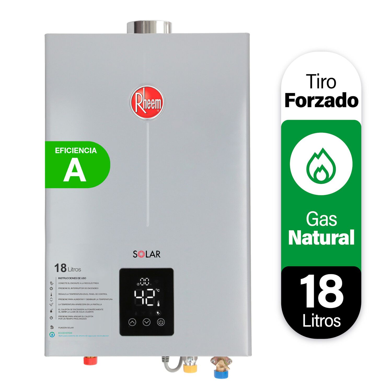 Calefont 18 Litros Gas Natural Tiro Forzado Rheem image number 3.0