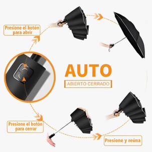 Paraguas Plegable Autom&aacute;tico Inverso Sombrilla Anti Uv Led Negr0