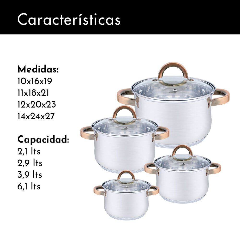 Set Baterías 8 Piezas Acero Inoxidable Berlín Gris image number 2.0