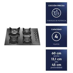 Encimera A Gas 4 Platos Home Pro Cocci&oacute;n Ke4hp Espejado