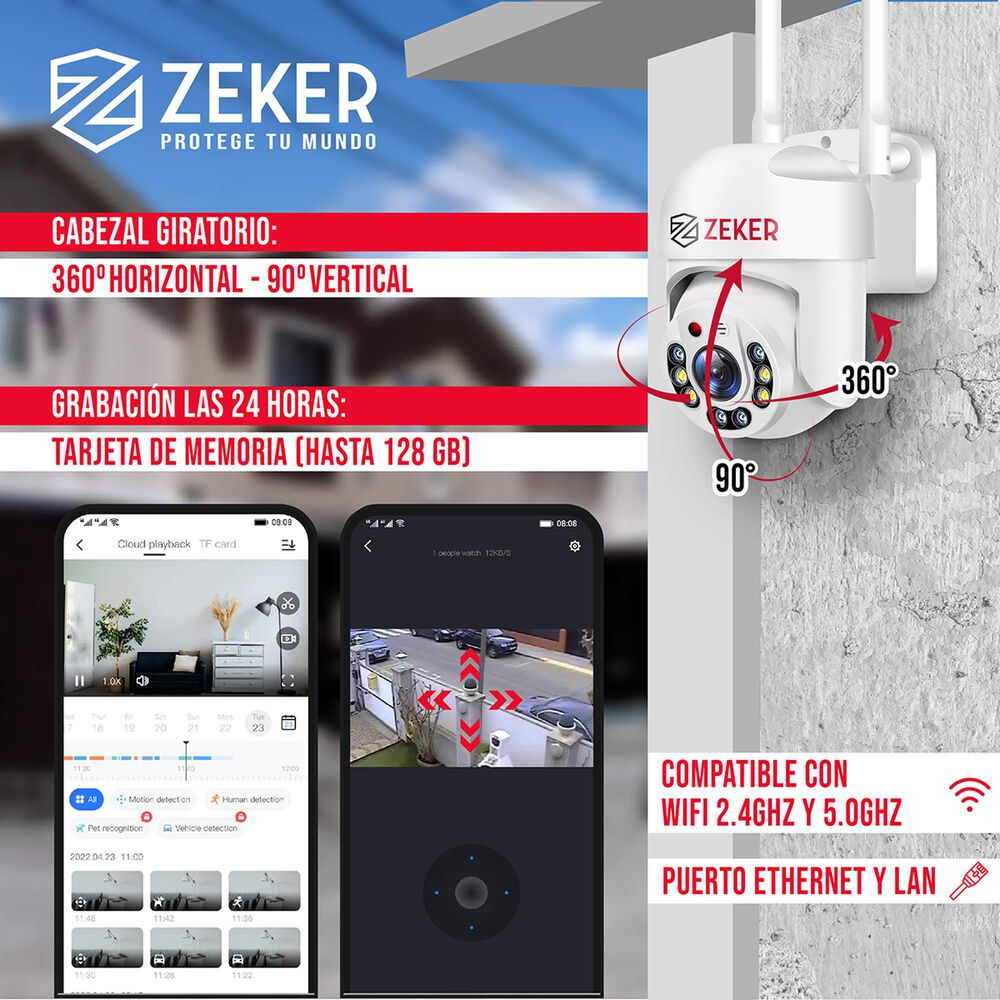 Pack X3 C&aacute;mara De Seguridad Wifi Impermeable Zeker 2mp 5g image number 2.0