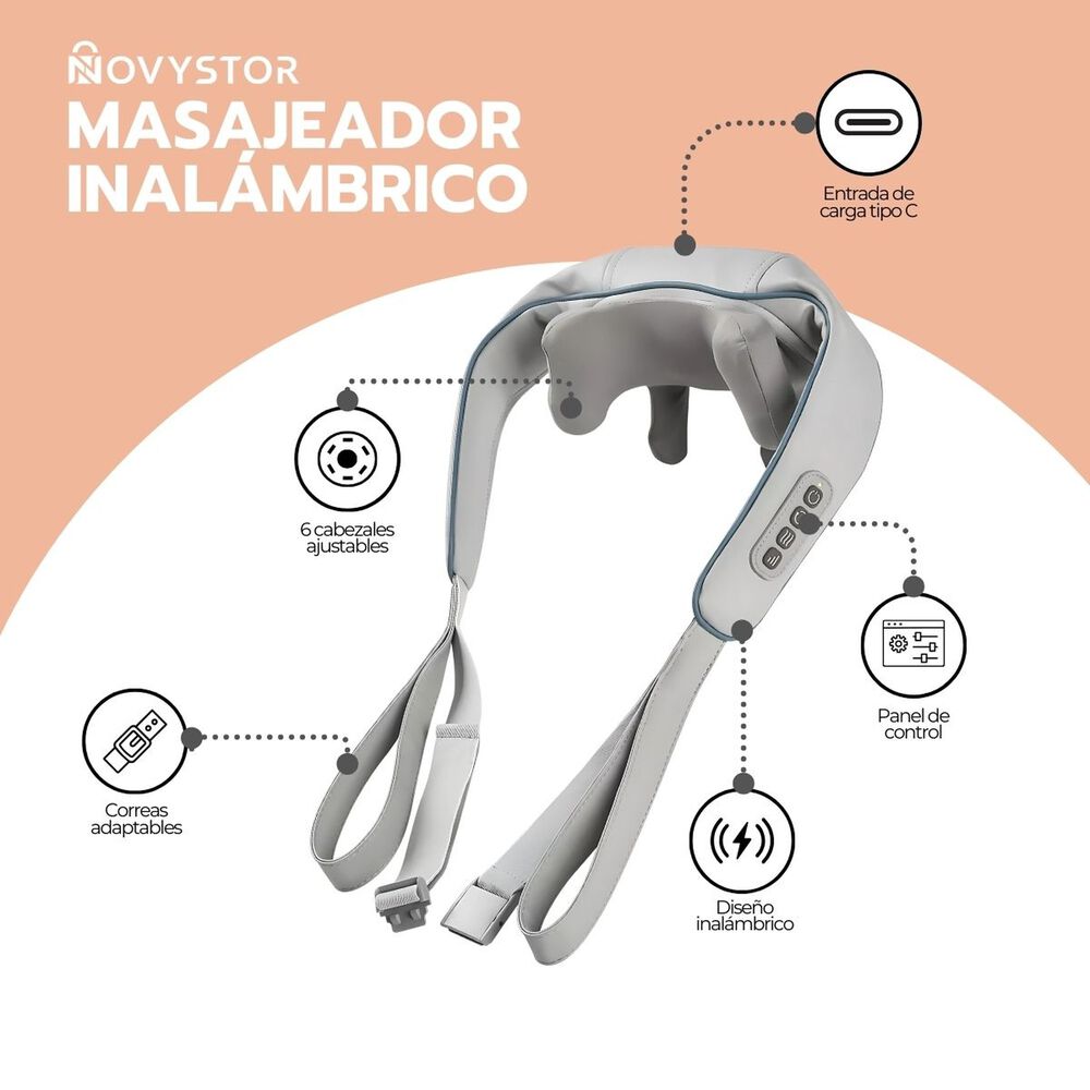 Masajeador Inal&aacute;mbrico Para Cuello Y Cervical Con Calor image number 1.0