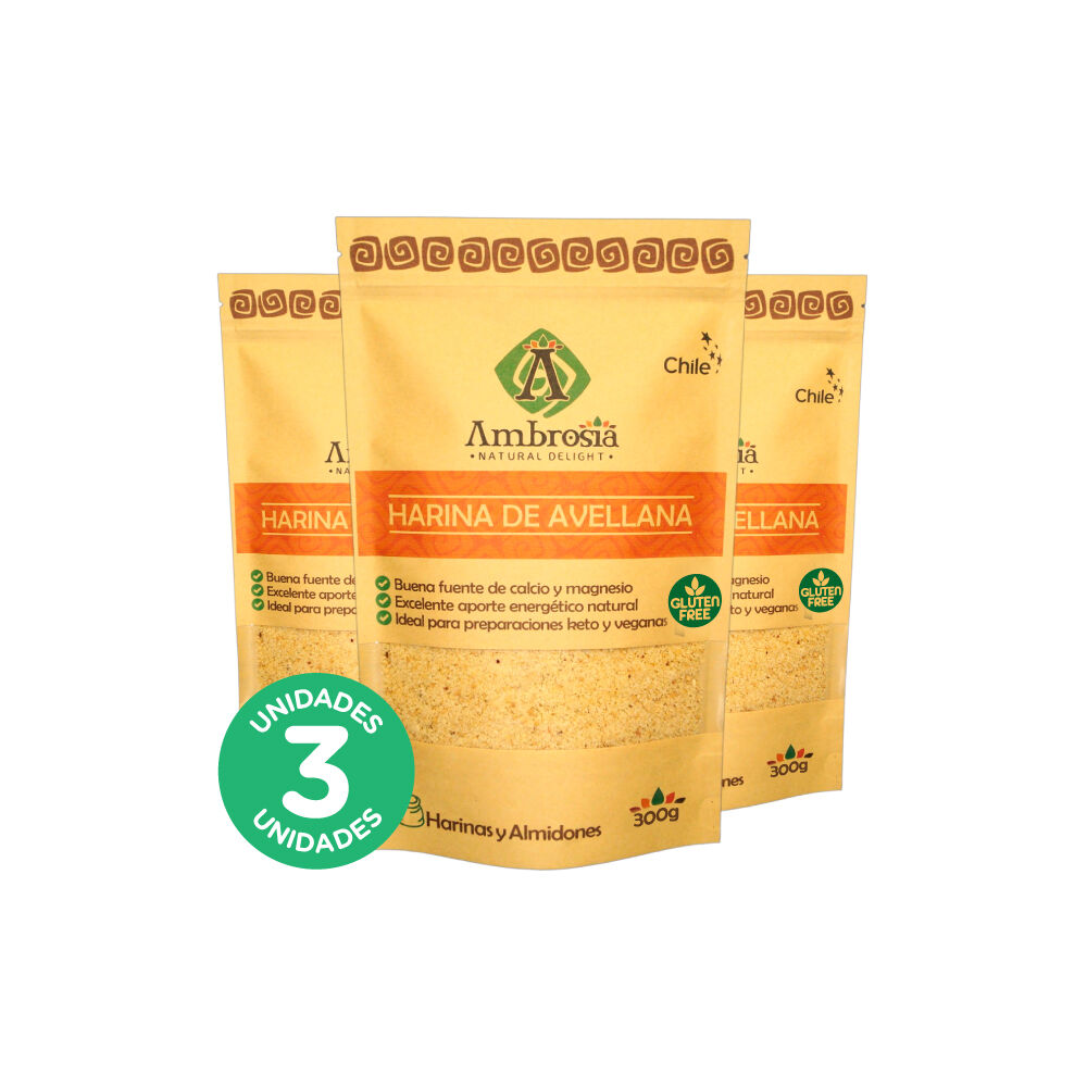 Pack 3, Harina De Avellana Libre De Gluten Y Vegana 300gr. image number 0.0
