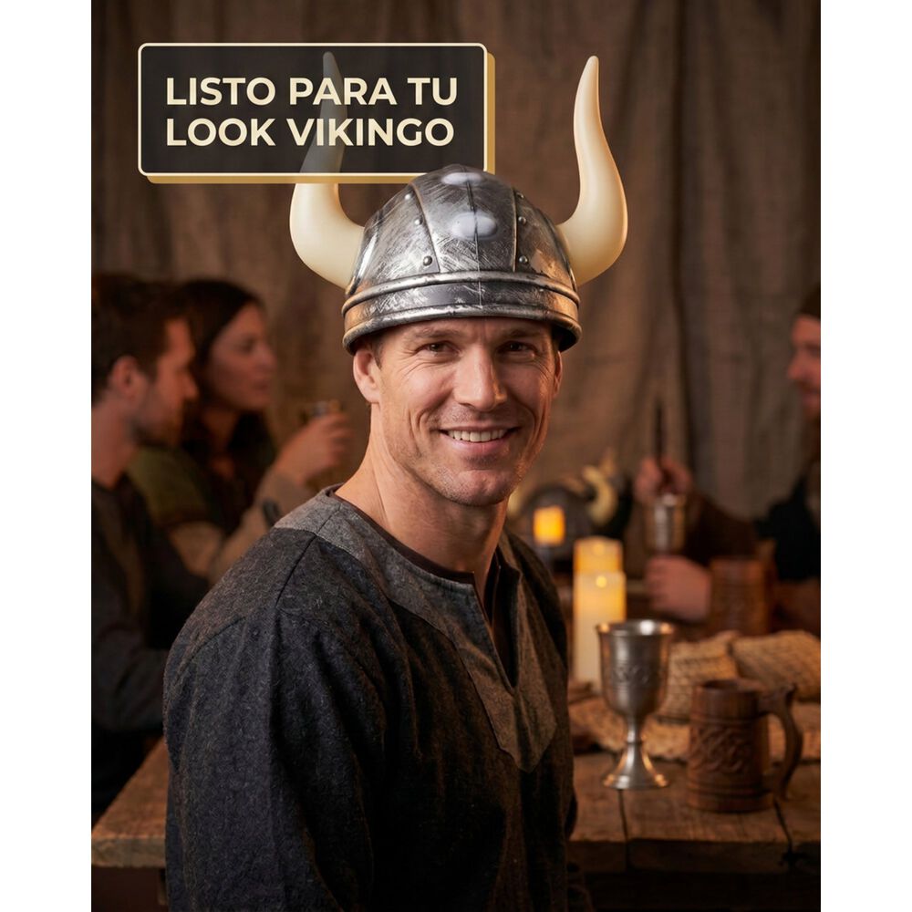 Casco Accesorio Cosplay Vikingo Pl&aacute;stico Cuernos Cotillon image number 5.0