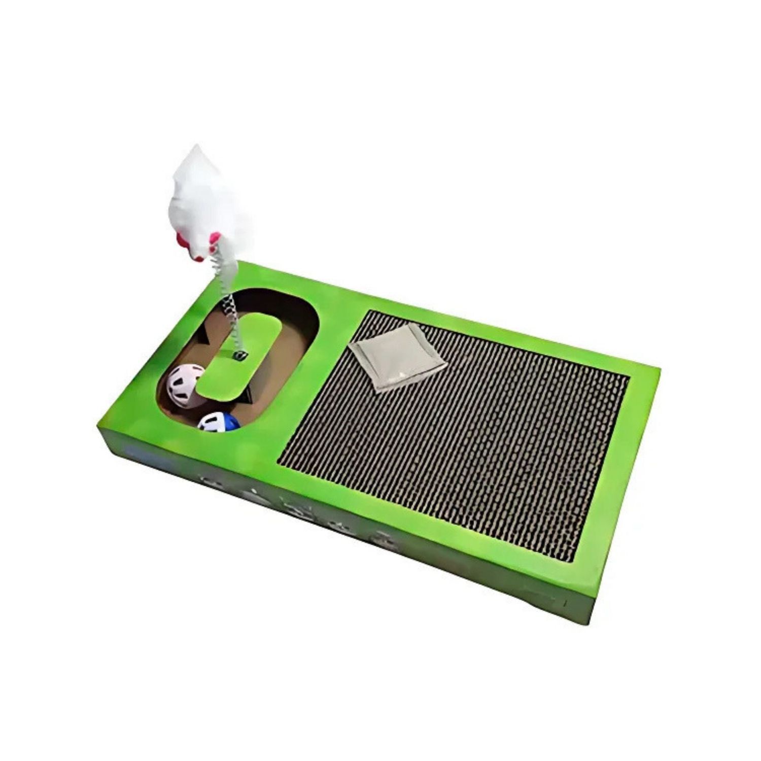 Juguete Gatos Verde Interactivo Rascador Rectangular + Raton image number 2.0