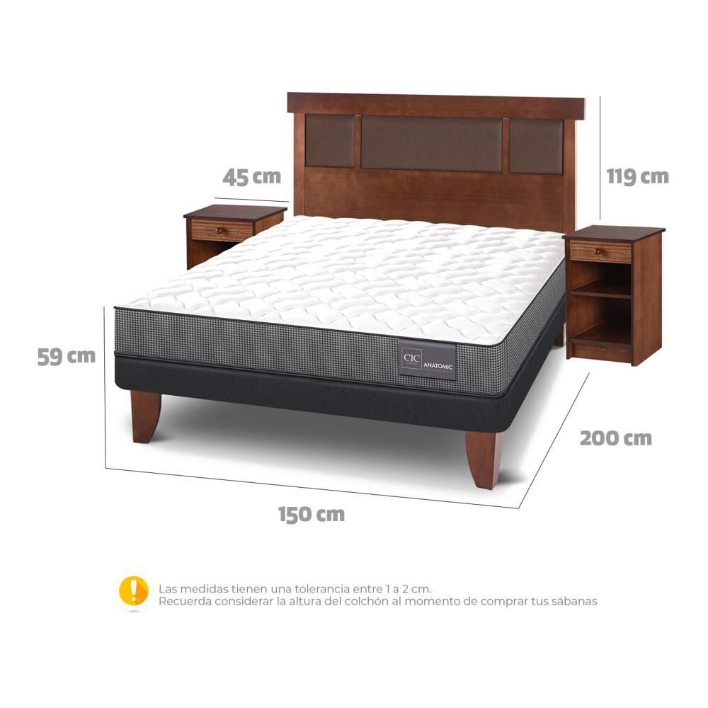 Cama Europea Cic Anatomic / 2 Plazas / Base Normal + Set De Maderas image number 3.0