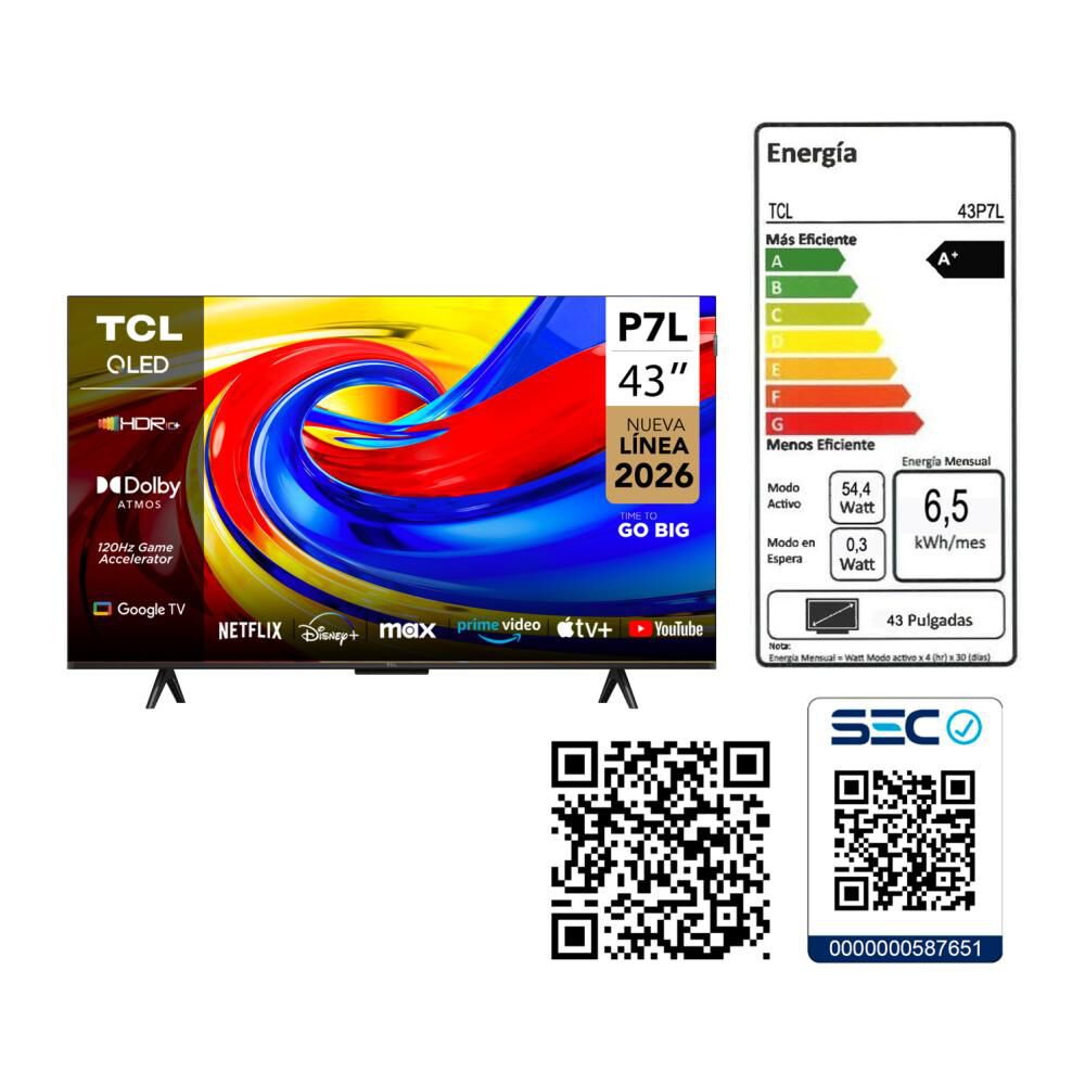 Qled 43" TCL P7L / Ultra HD 4K / Smart TV image number 11.0