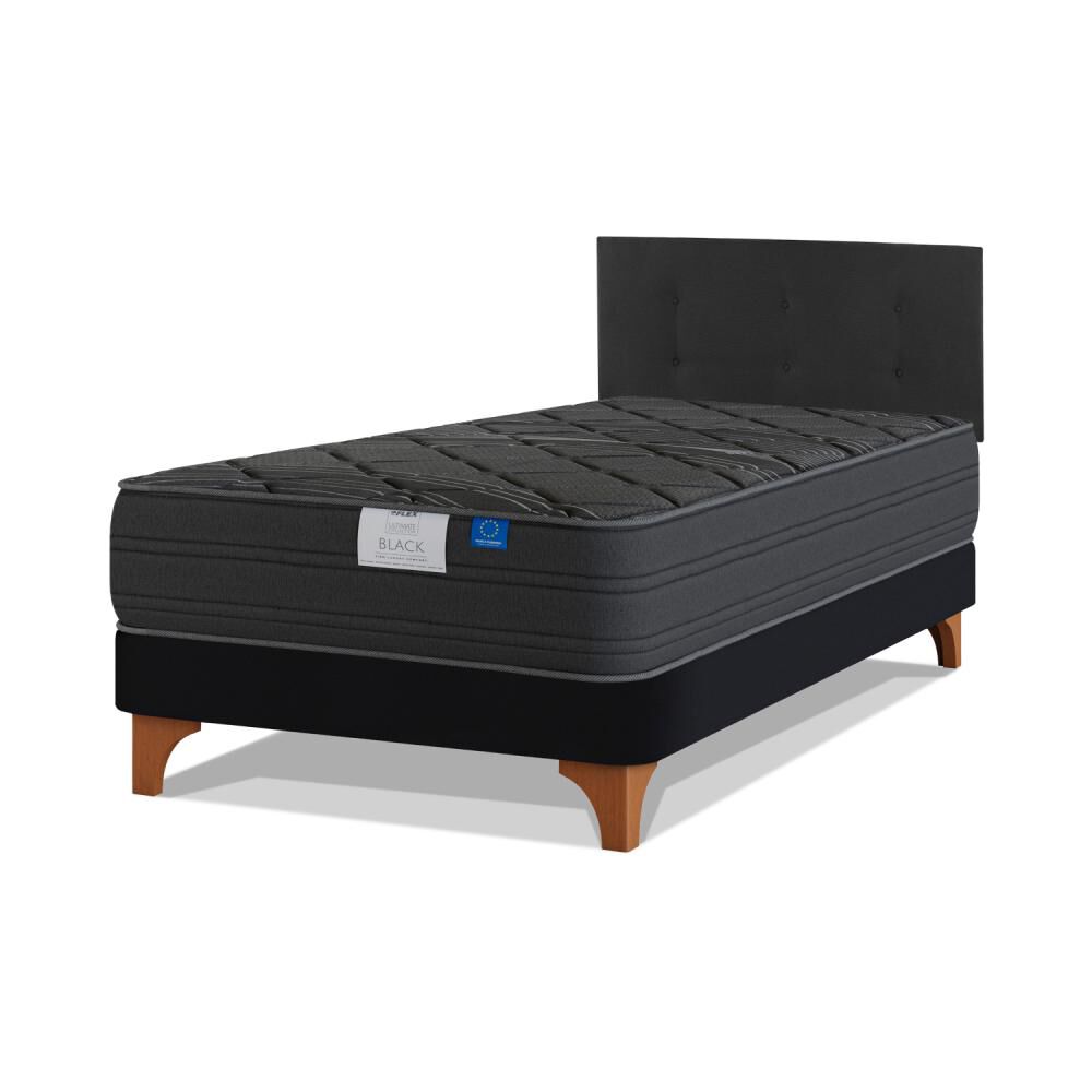 Cama Europea Flex Black / 1.5 Plazas / Base Normal + Respaldo image number 0.0
