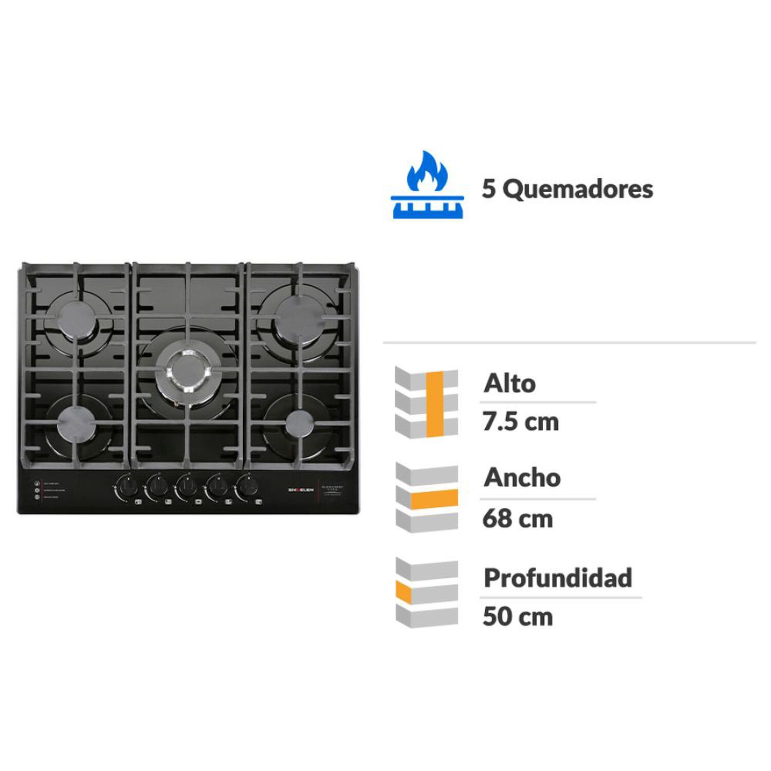 Encimera A Gas Sindelen CEG-4800NG / 5 Quemadores image number 1.0