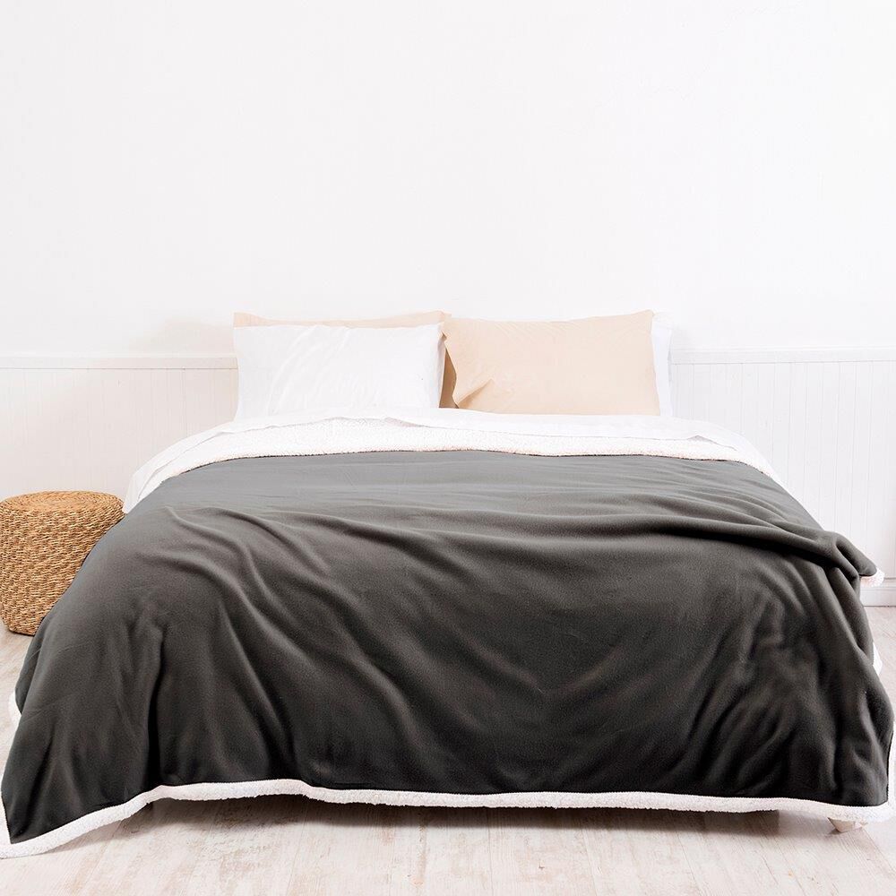 Frazada Polar-sherpa Lisa 2 Plazas Gris image number 0.0