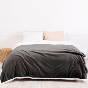 Frazada Polar-sherpa Lisa 2 Plazas Gris
