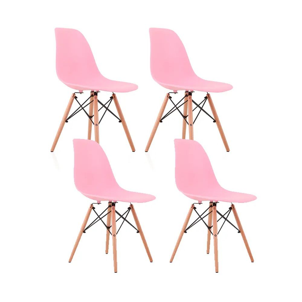 Juego De Comedor Mesa Eames Blanca 100cms + 4 Sillas Eames Rosa image number 2.0