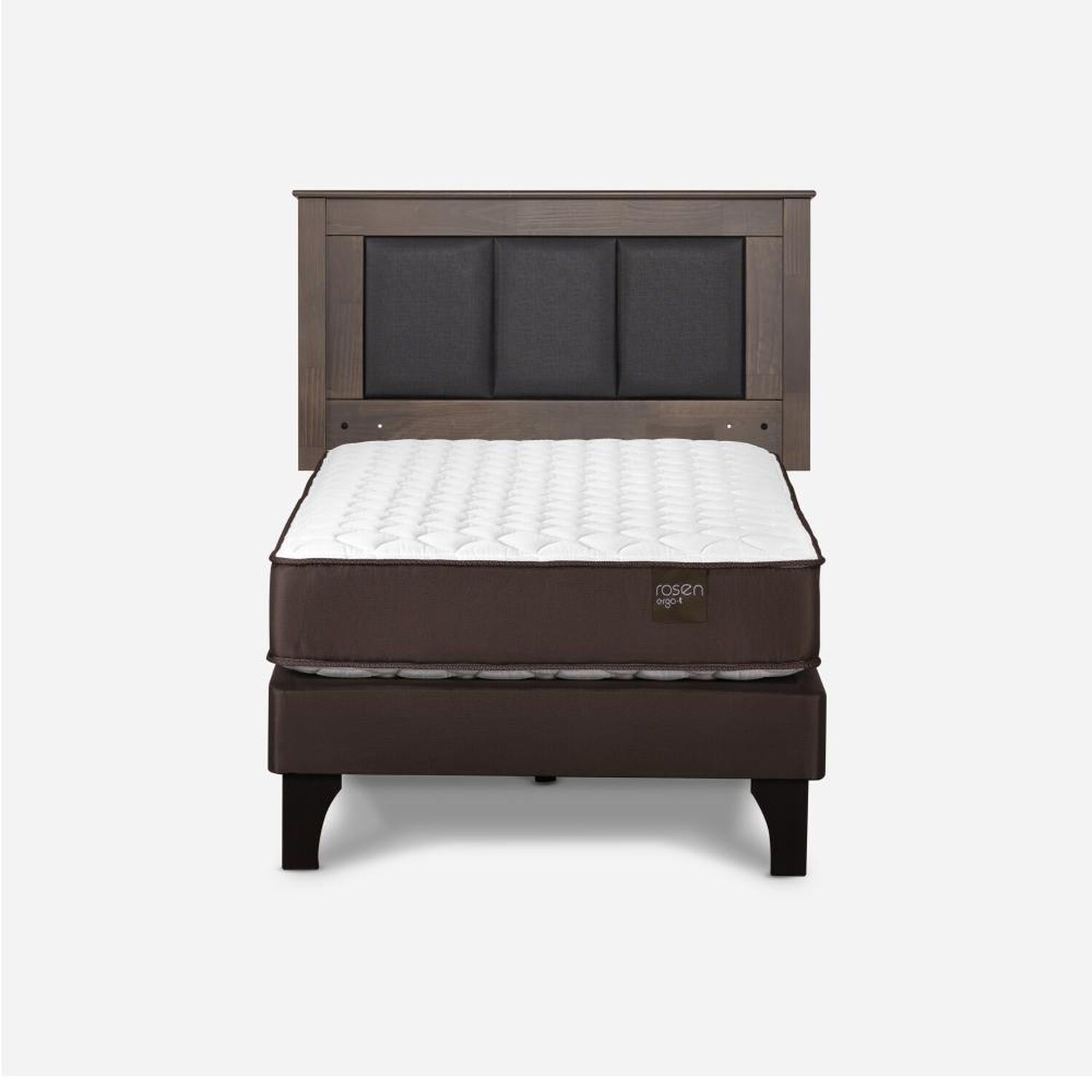 Cama Europea Rosen Ergo T New / 1 Plaza / Base Normal  + Respaldo Rachel Gris image number 0.0