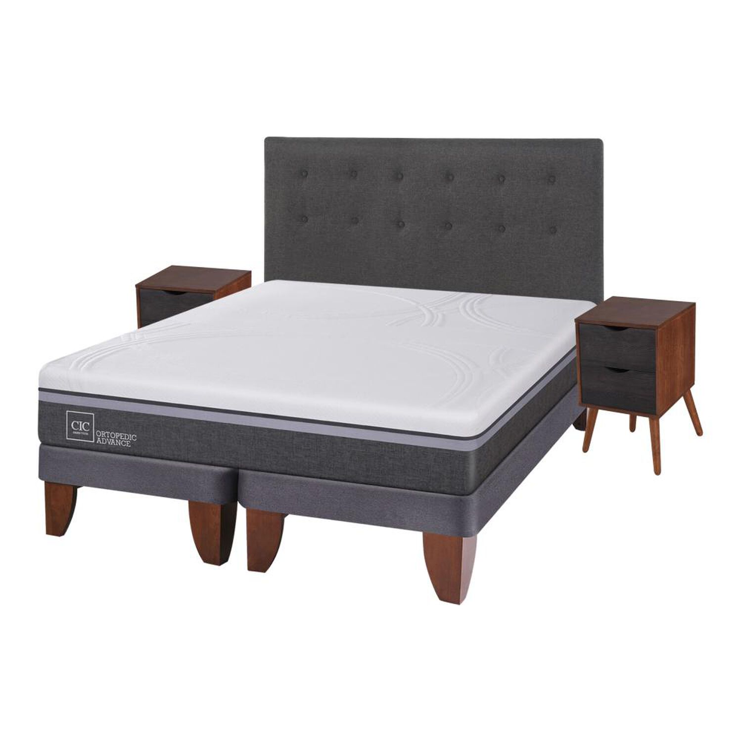 Cama Europea Cic Ortopedic Advanced / 2 Plazas / Base Dividida  + Set De Maderas image number 1.0