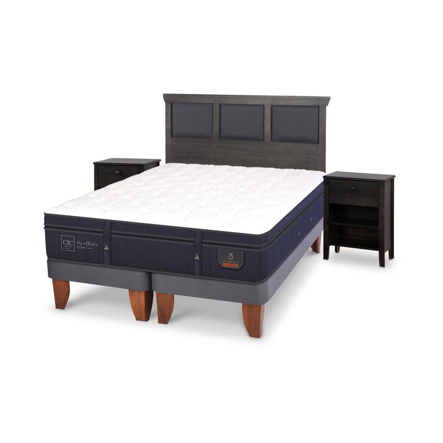 Cama Europea Cic Super Premium / King / Base Dividida + Set De Maderas image number 1.0
