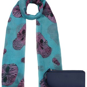 Pack Billetera Delia Azul + Pañuelo Omani Turquesa Carven