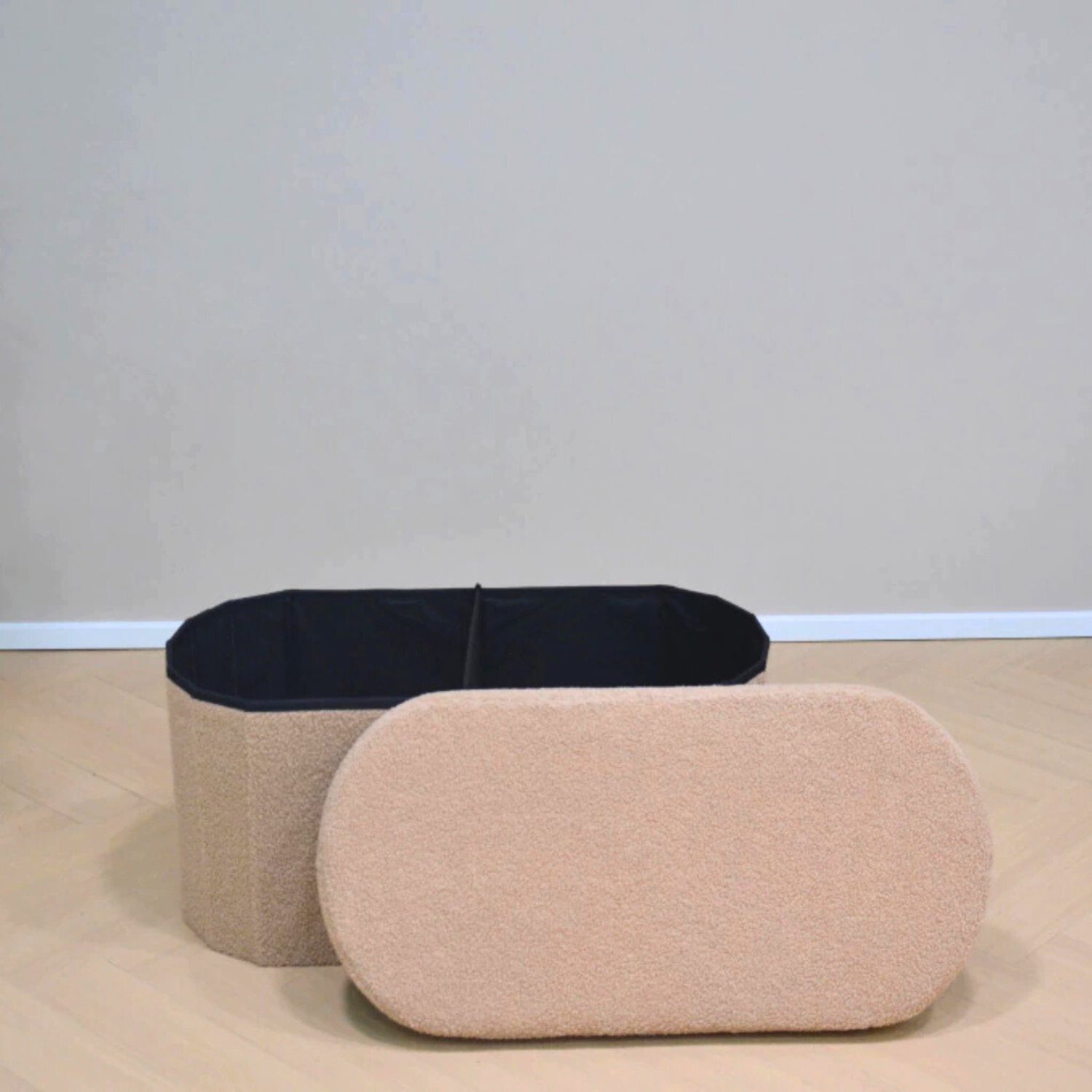 Ba&uacute;l Plegable Ovalado Boucl&eacute; Beige image number 1.0