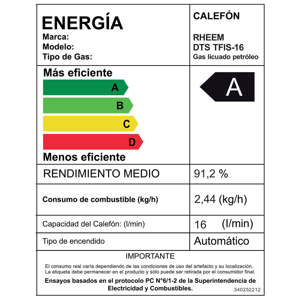 Calefont 16 Litros Gas Licuado Tiro Forzado Rheem image number 6.0