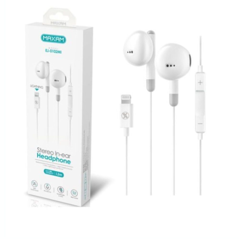 Audífonos Cable Lightning Headophone Blanco De 1.2m Maxam image number 0.0