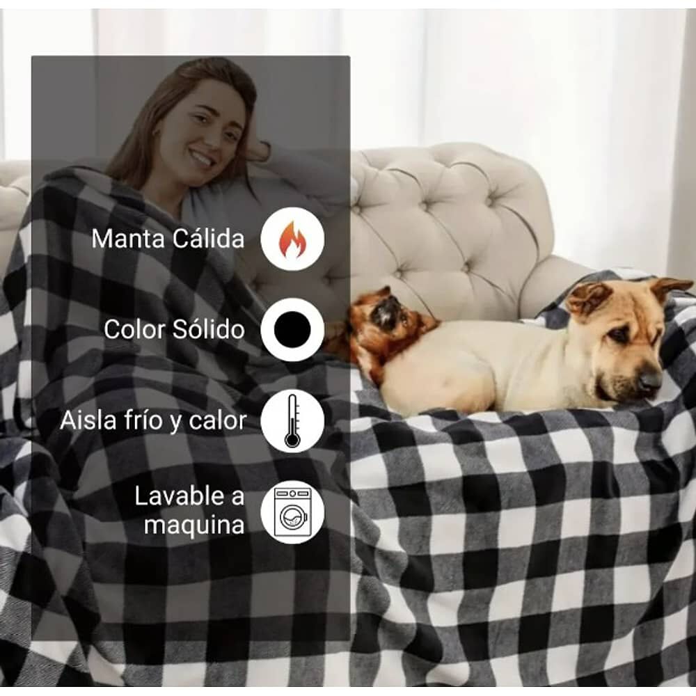 Frazada De Polar 2plazas 200x230cm Manta Estampada. Beige image number 1.0