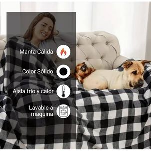 Frazada De Polar 2plazas 200x230cm Manta Estampada. Beige