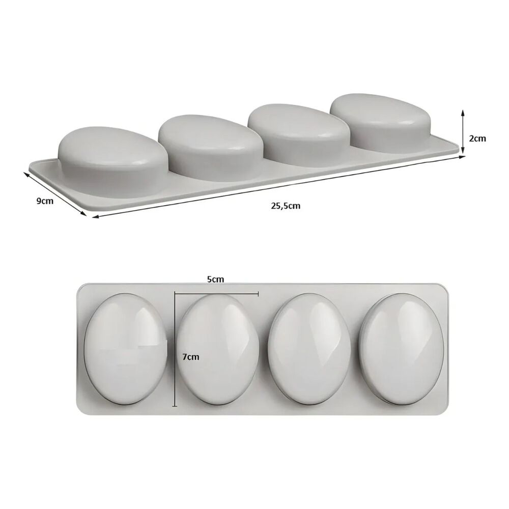 Moldes Silicona Jabon Ovalado Color Gris 4 Cavidades image number 1.0