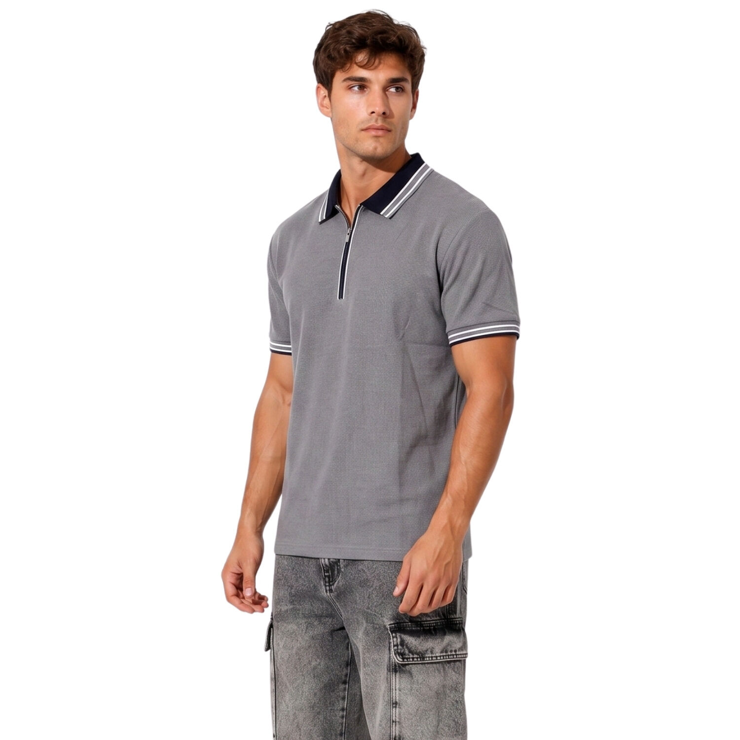 Polera Hombre Cuello Polo Con Cierre Slim Fit Milano image number 1.0
