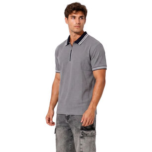 Polera Hombre Cuello Polo Con Cierre Slim Fit Milano
