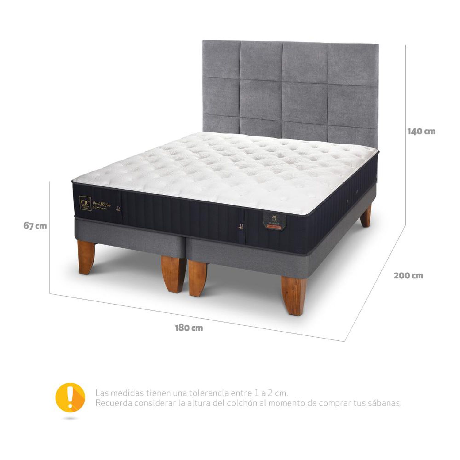 Cama Europea Cic Premium / King / Base Dividida + Respaldo image number 2.0