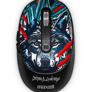 Mouse Inal&aacute;mbrico Maxell Dise&ntilde;o Wild 4000dpi Usb/usb-c Lobo