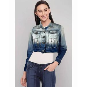 Chaqueta Jeans Azul Con Brillo Talla 6