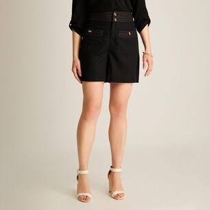 Bermuda Costura Decorativa Tiro Alto Regular Mujer Lorenzo Di Pontti