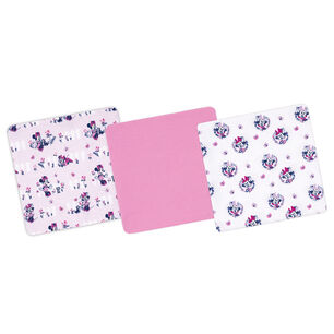 Set 3 Mantita Franela Fucsia Minnie Flores Ni&ntilde;a