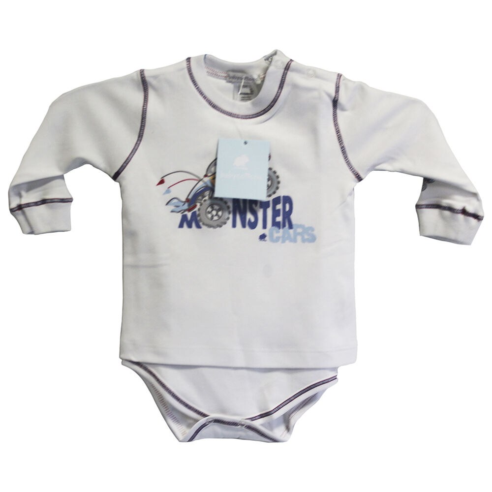 Body  Babycottons Monster Cars Blanco Azul image number 0.0