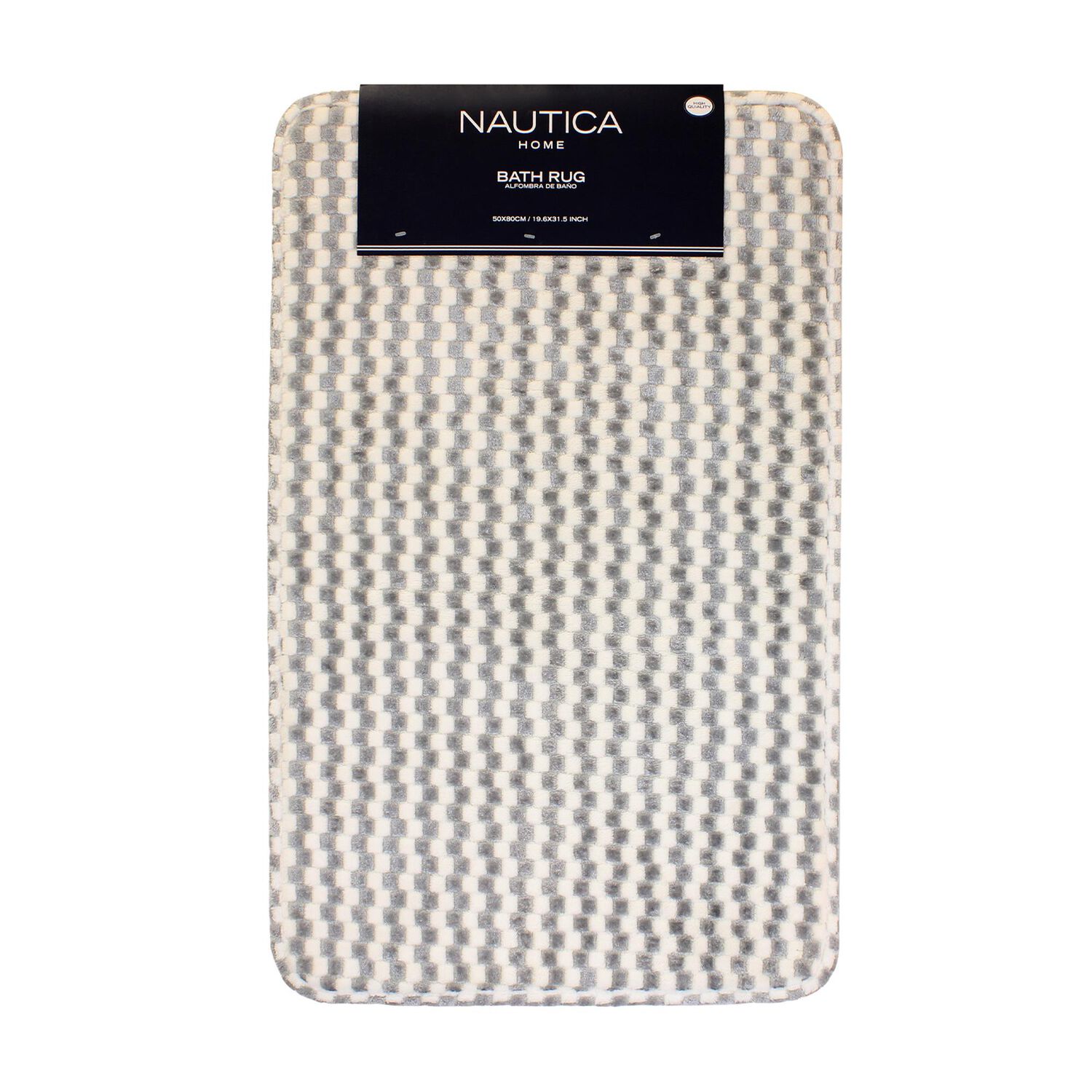 Alfombra De Ba&ntilde;o Nautica Home Memory Foam 50x80 Cm Cuadros Silver image number 0.0