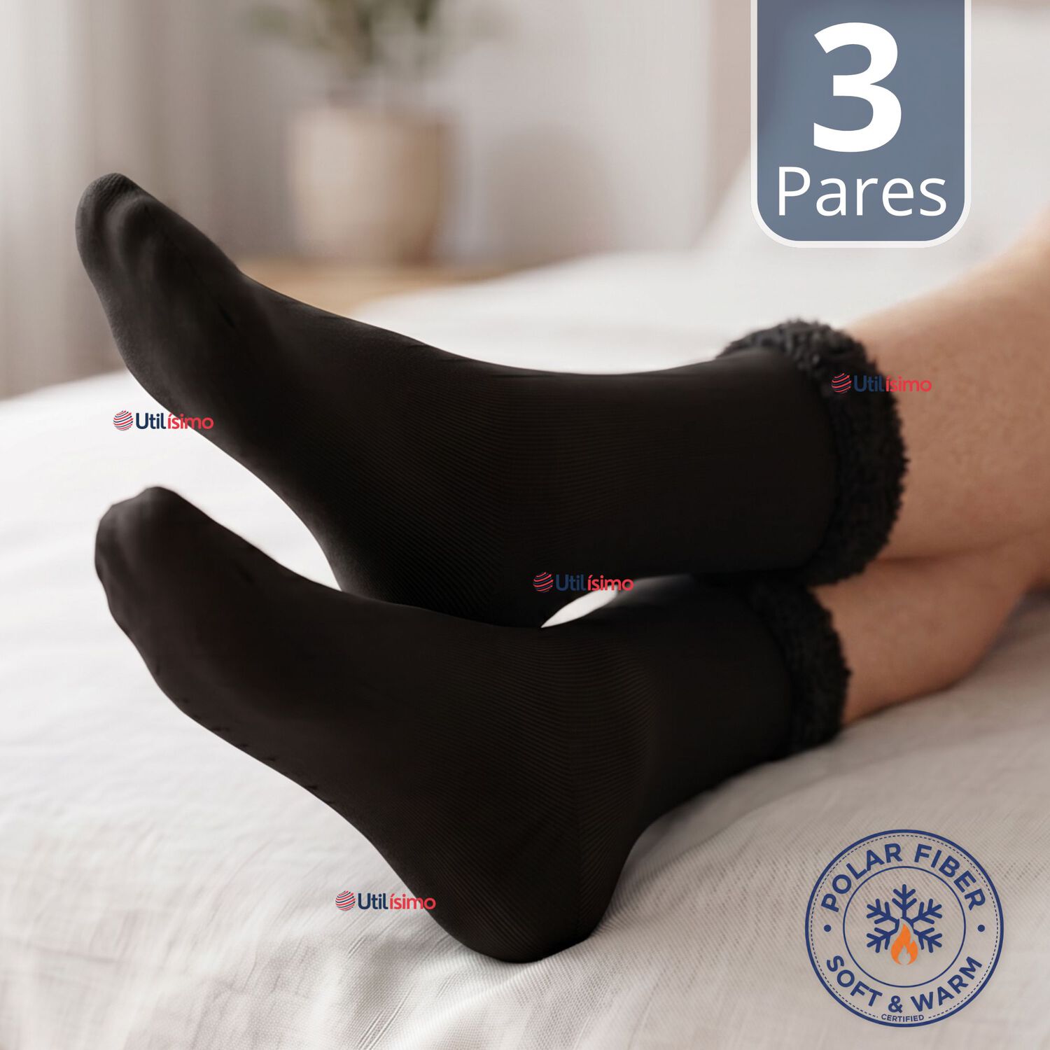 Pack 3 Pares Calcetines Chiporro Mujer Ultra T&eacute;rmico Negro Invierno Polar image number 0.0