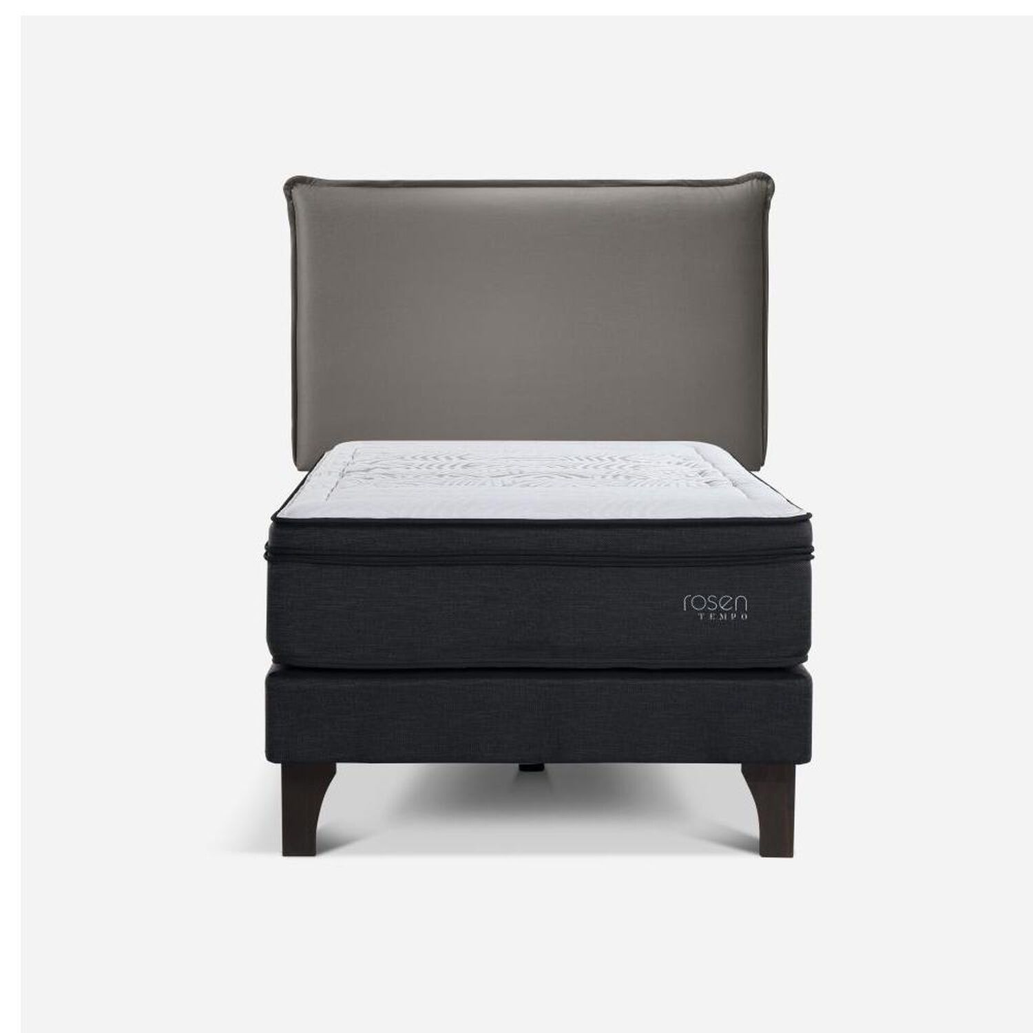 Cama Europea Rosen Tempo / 1.5 Plazas / Base Normal  + Respaldo Maurice Gris image number 0.0