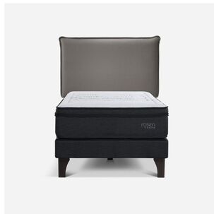 Cama Europea Rosen Tempo / 1.5 Plazas / Base Normal  + Respaldo Maurice Gris
