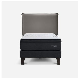 Cama Europea Rosen Tempo / 1.5 Plazas / Base Normal  + Respaldo Maurice Gris