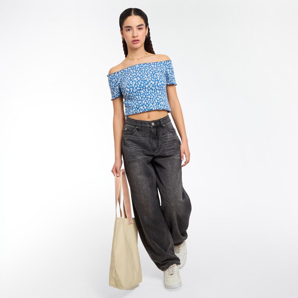 Polera Crop Panal Manga Corta Cuello Recto Mujer Freedom image number 1.0