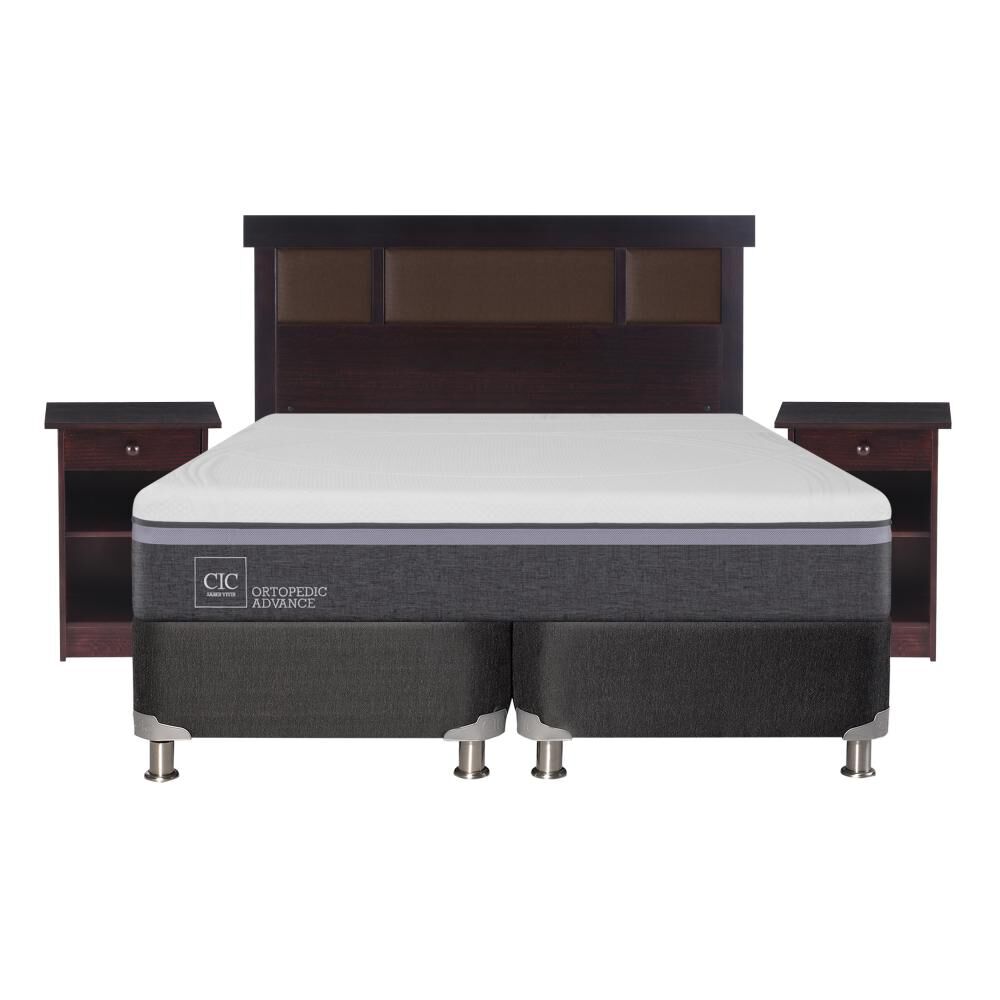 Box Spring Cic Ortopedic / 2 Plazas / Base Dividida + Set De Maderas image number 0.0