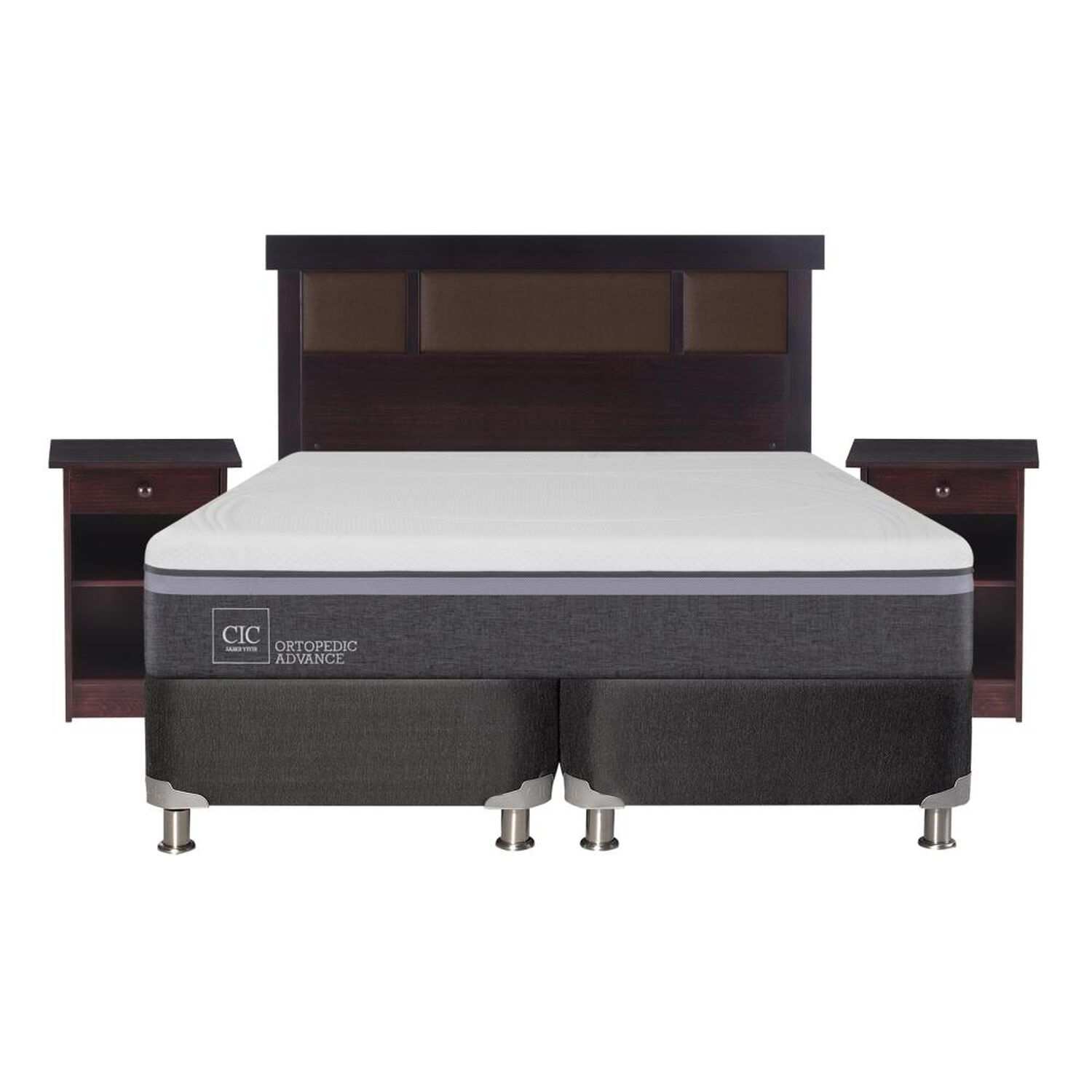 Box Spring Cic Ortopedic / 2 Plazas / Base Dividida + Set De Maderas image number 0.0