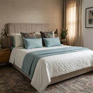 Set Renovaci&oacute;n De Dormitorio Verde Agua 2 Plazas 7 Pieza