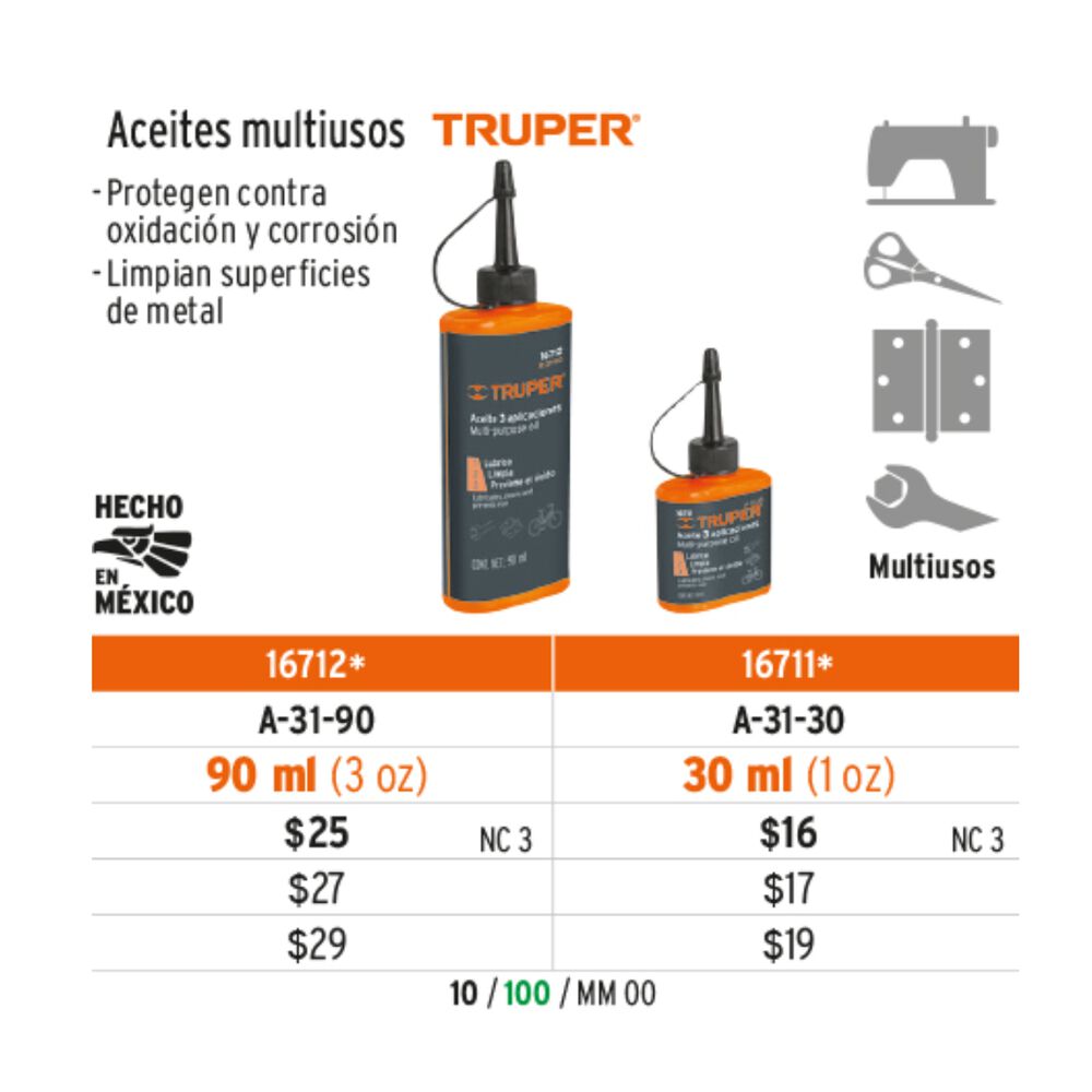 Aceite Sintético Multiuso 90 Ml Truper A-31-90 image number 1.0