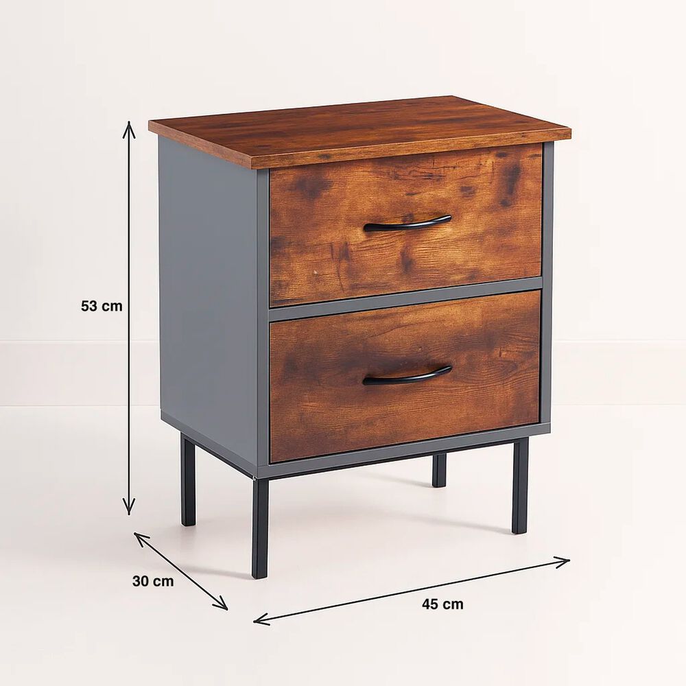 Velador Dos Cajones Metal R&uacute;stico image number 3.0
