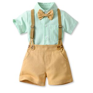 Conjunto De Vestir Con Corbat&iacute;n Y Pantal&oacute;n Corto De 6 Meses A 6 A&ntilde;os