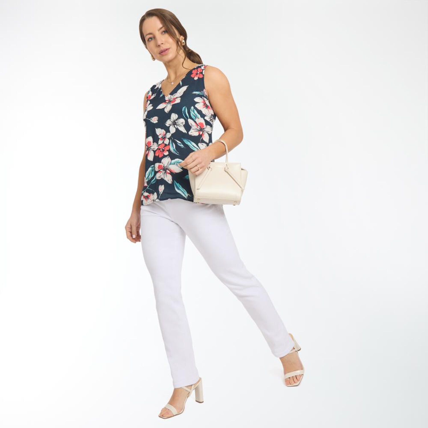 Blusa Lisa Regular Sin Mangas Cuello V Mujer Geeps image number 1.0